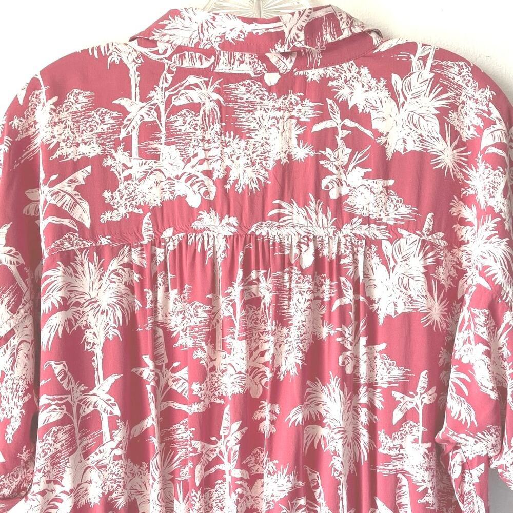 American Eagle Cropped Hawaiian Shirt Womens Size L Casual Coquette Tropical - Picture 6 of 14